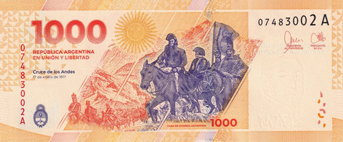 Antiga Cédula Colecionavel De 1000 Pesos Argentinos (Usado)