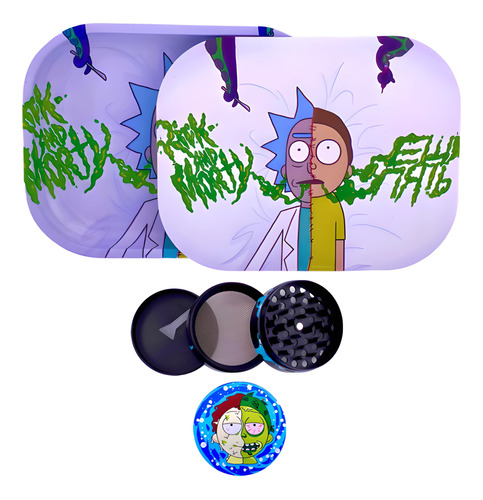 Kit Grinder Moledor Charola Forjar Tapa Magnetica Rick Morty