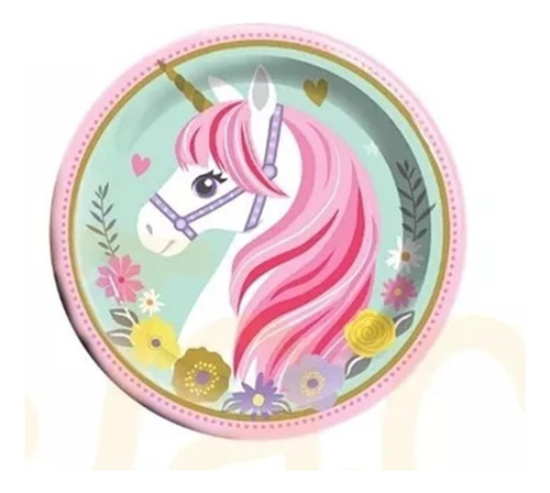 Platos Desechables Granmark Unicornio Color Multicolor X 6 Unidades