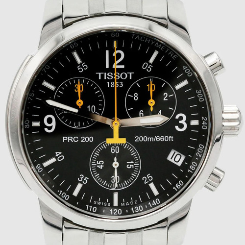 Relógio Tissot Prc 200 Mod 1853 Fundo Preto Aço Inox Prateado Prateado Preto