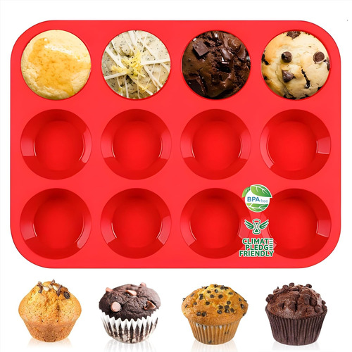 &#39;s 12 - Cup Silicone Muffin - Molde Hornear Cupcake...