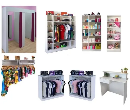 comprar Expositores Para Loja De Roupas Magia Móveis 9 Peças S395