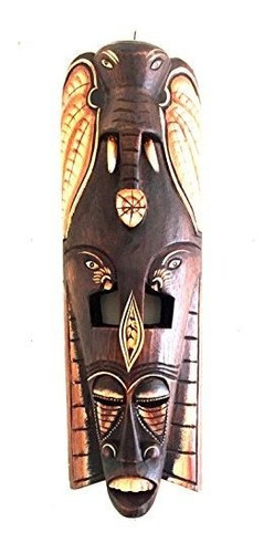 African Mask Wall Hanging Decor Elephant Power Courage Mask 
