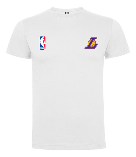 Polera Lakers Nba Estampada 100% Algodón