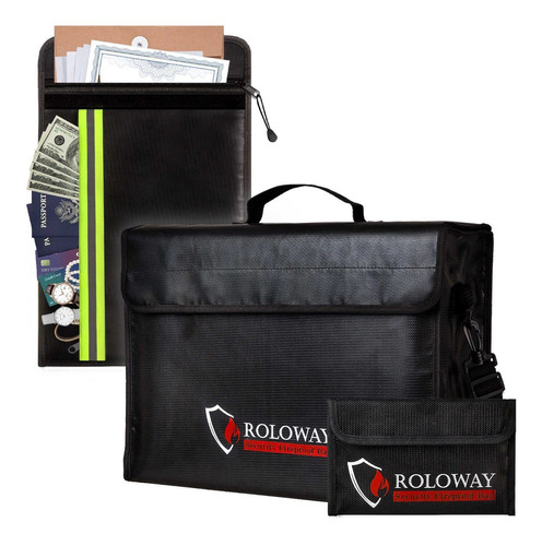 Roloway Bolsa Ignifuga Para Documento 2 Bolsillo Negro