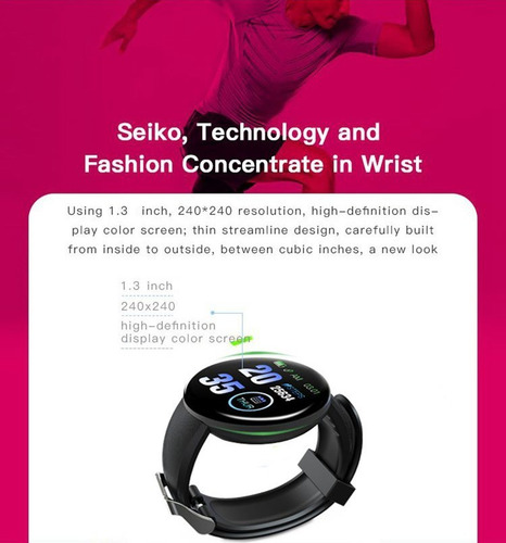 Smartwatch Para Forma Redonda Impermeable Deporte Reloj Inte
