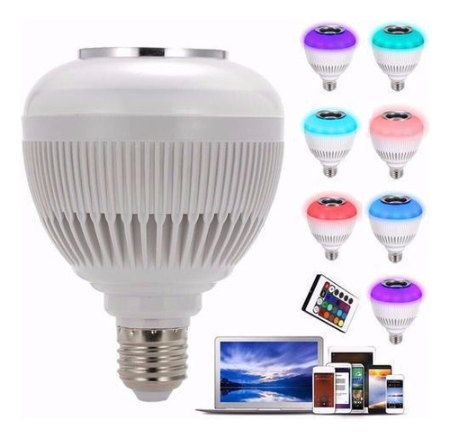 Lâmpada Led Caixa De Som Bluetooth Musical Com Controle Rgb