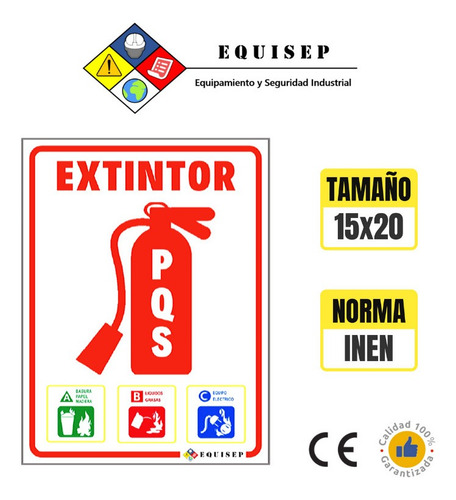 Imagen 5 de 9 de Kit Seguridad | Extintor Pqs-abc 10 Lb + Señalética 15*20 Cm
