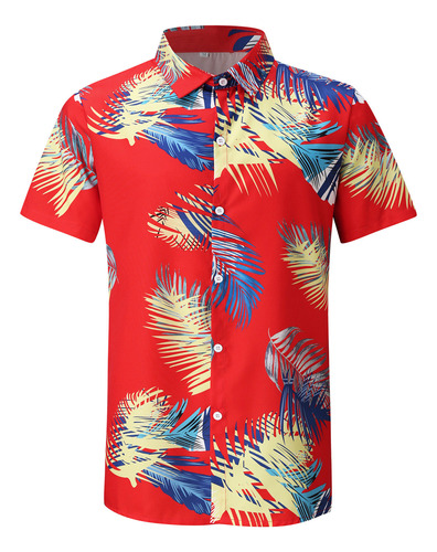 Camisa De Playa De Manga Corta Hawaiana Para Hombre K, Estam