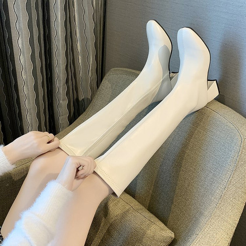 Botas Planas De Tacón Bloque Zapatos De Mujer De Goma