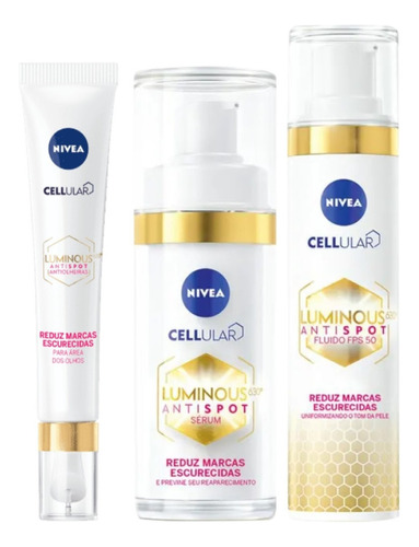 Kit Nivea Luminous 630 Serum + Fluido + Antiolheiras