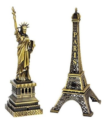 Torre Eiffel 15cm +  Estatua De La Libertad Decoraciones 