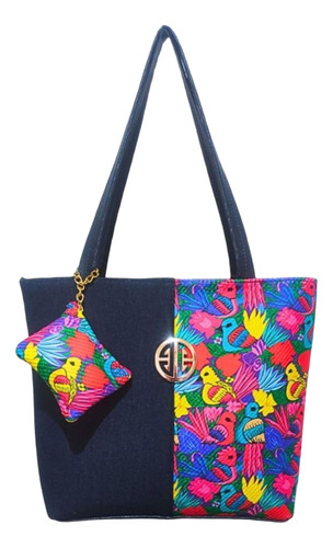 Bolsa De Mezclilla Mod182 Bolsos Mujer Mayoreo Color Azul Marino