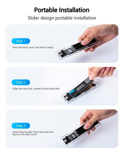 Cofre Ssd M.2 Usb C A Usb 3.1 Case Pcie Nvme 10gbp Acrílico
