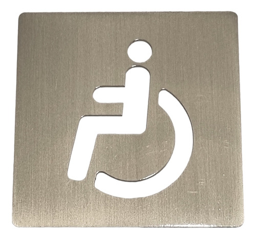 Señal Cartel Baño Cuadrado Discapacitado Aluminio Plateado