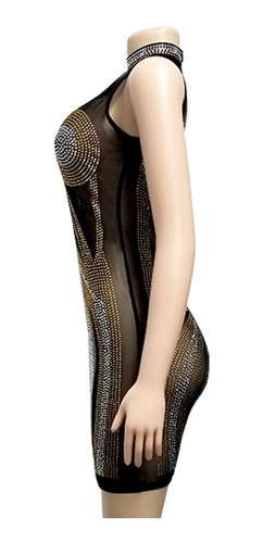 Vestido De Noche Con Estampado De Diamantes Y Encaje Para Mu