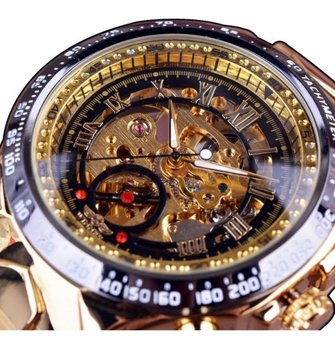 Relogio Masculino Luxo Inox Automatico Esqueletizado 432