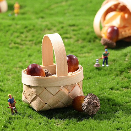12 Minicestas De Madera Tejidas A Mano Para Pícnic Con Fruta