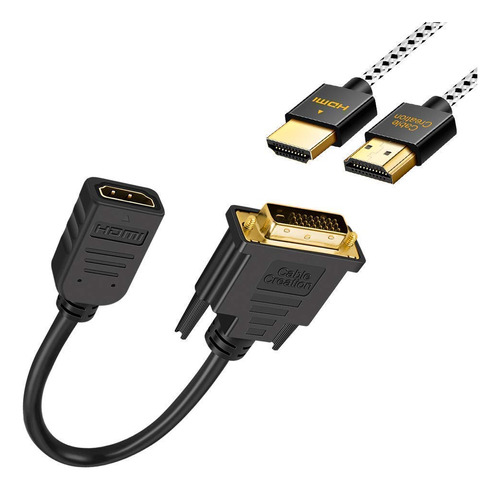 Cablecreation Hdmi Hembra Dvi-d 24+1 Adaptador Macho Cable