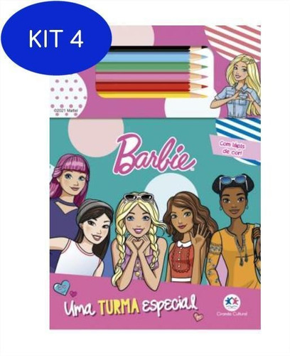 Kit 4 Livro Infantil Colorir Barbie Meu Bloquinho
