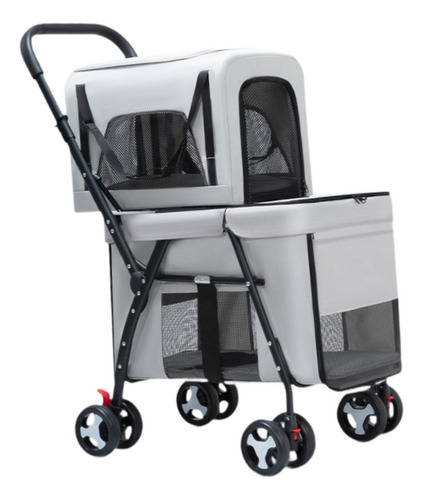 Cochecito Doble Para Mascotas, Transportador Para Gris