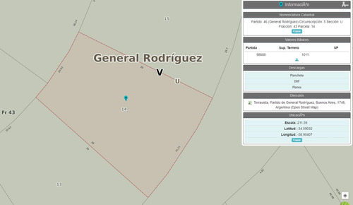Terreno Lote En Venta Ubicado En Terravista, General Rodríguez, G.b.a. Zona Oeste