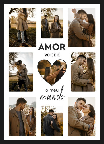 Placa Decorativa Fotos Personalizado Amor Namorados  20x30cm