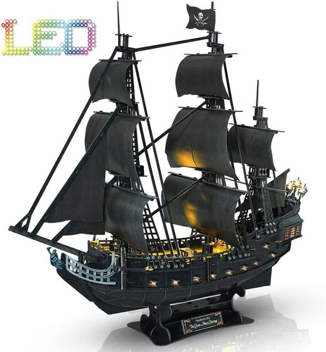 Cubicfun 3d Puzzles Led Pirate Ship Queen Anne's Revenge