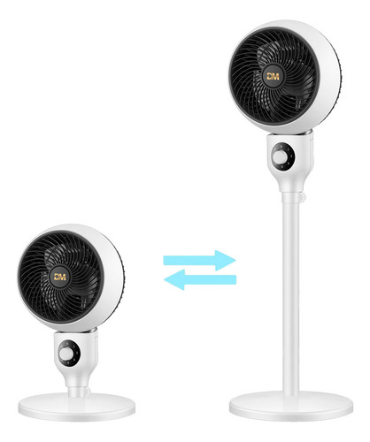 2 En 1 Ventilador De Piso Giratorio 3 Velocidades Doble Uso Para Sobremesa Color Blancodm