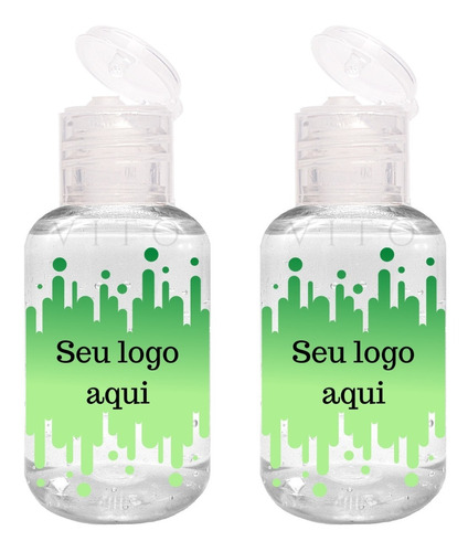 30 Mini Álcool Em Gel Fliptop 30ml Personalizado Para Brinde