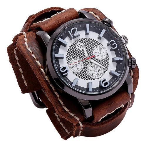  Pulsera Reloj Hombre Reloj Banda Cuero Analógico Marrón