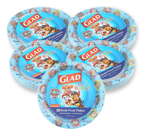 Glad For Kids 8 Platos De Papel, Pequeños Redondos Azules Co