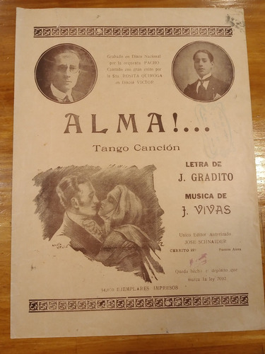 Alma Gradito Vivas Tango Cancion Partituras