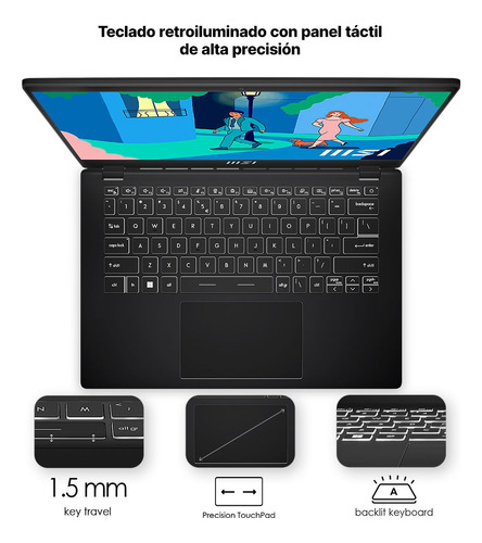 Laptop Thin & Light Msi Modern 14 C7m-408mx Ryzen 5 7430u Negro