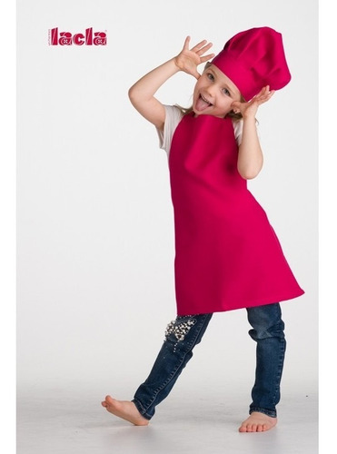 Imagen 3 de 10 de Combo Delantal + Gorro Para Niños Mini Chef Colores