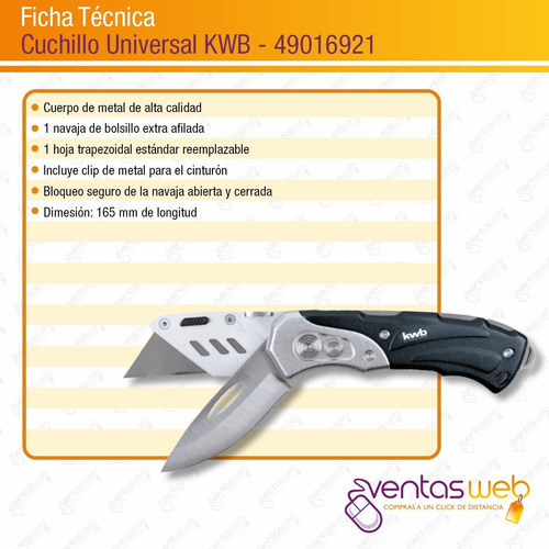 Imagen 7 de 8 de Trincheta Cutter Navaja 2 En 1 Plegable Calidad Kwb X 2 Unid