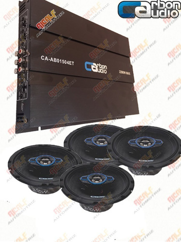 Paquete Carbon Audio Amplificador 4ch + 4 Bocinas  6.5 