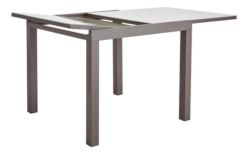 Mesa De Alumínio Extensível Marrom 6 Lugares 160x90 Cm