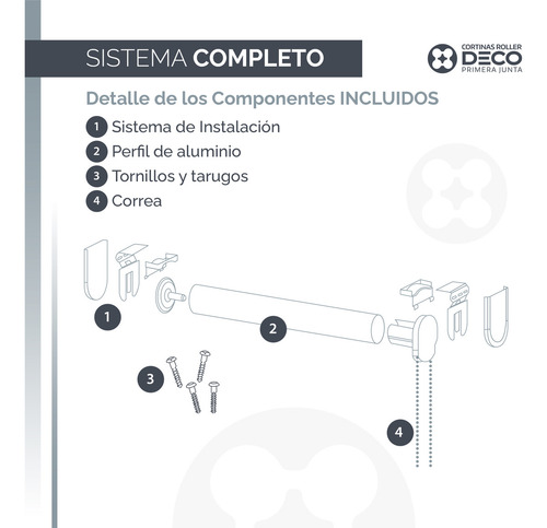 Cortina Roller Blackout Standard Deco Primera Junta De 180x120 Reforzada Lista Para Instalar
