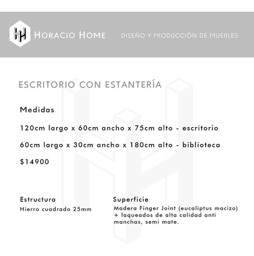 Escritorio Biblioteca Oficina Hierro Y Madera - Horacio Home