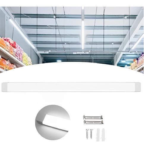 Luminária Tubular Sobrepor Led Linear 120cm 80w Branco Frio