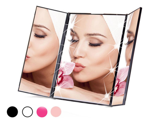 Espejo De Maquillaje Led De Tres Pliegues De 360 Grados