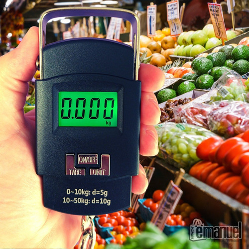 Imagem 6 de 8 de Balança Digital Portátil De Mão P/ Bolsa Mala Peixe Até 50kg