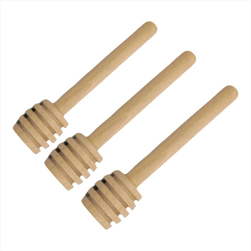 Cuchara De Madera Mielera Palito Artesanal 8 Cm Pack 3pz