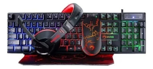 Combo Gamer 4 En 1 Marvo Teclado Mouse Auricular Pad Cm409