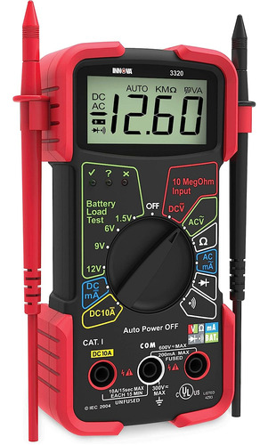 Tester Innova  3320 Multímetro Digital Automático, Rojo Y Ne