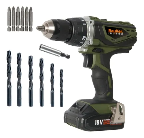 comprar Taladro Percutor Atornillador 18v + 1 Batería Bauker