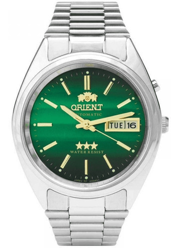 Relógio Orient Masculino Automático Verde 469wa3f Cor da correia Prateado Cor do bisel Prateado