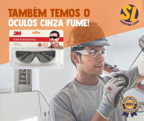 Imagem 5 de 7 de Óculos De Proteção Epi Segurança Virtua Transparente 3m