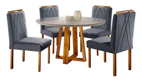 comprar Conjunto Natalle Mesa 1,2m 4 Cadeiras Maciça Cinza Profundo